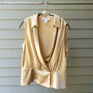 Bloomingdales Champagne Silk Top 8 100 Silk Gold Beige New